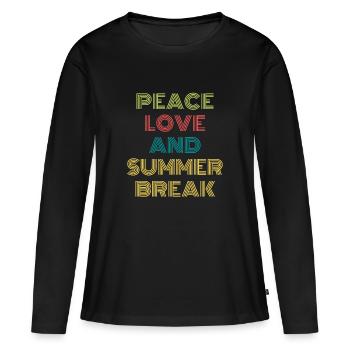 PEACE LOVE AND SUMMER BREAK - T-shirt manches longues Premium bio Femme - noir - Devant - Julia (174cm)