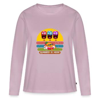 L’été est là - T-shirt manches longues Premium bio Femme - rose poudré - Devant - Julia (174cm)