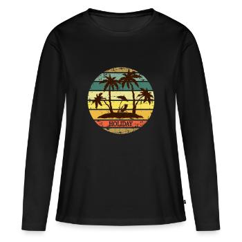 Vacances - T-shirt manches longues Premium bio Femme - noir - Devant - Julia (174cm)