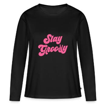 Restez Groovy - T-shirt manches longues Premium bio Femme - noir - Devant - Julia (174cm)