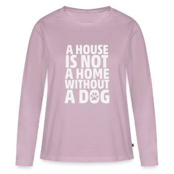 Une maison n’est pas une maison sans chien - T-shirt manches longues Premium bio Femme - rose poudré - Devant - Julia (174cm)