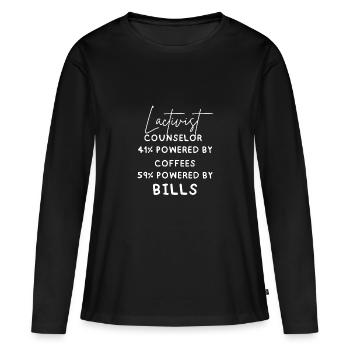 Drôle de consultante en lactation soutien à l’allaitement - T-shirt manches longues Premium bio Femme - noir - Devant - Julia (174cm)