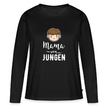 Mama von Jungen Geschenk Mutter Muttertag - Frauen Premium Bio Langarmshirt - Schwarz - Vorne - Julia (174cm)