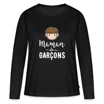 Mama von Jungen Geschenk Mutter Muttertag - Frauen Premium Bio Langarmshirt - Schwarz - Vorne - Julia (174cm)