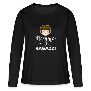Mama von Jungen Geschenk Mutter Muttertag - Frauen Premium Bio Langarmshirt - Schwarz - Vorne - Julia (174cm)