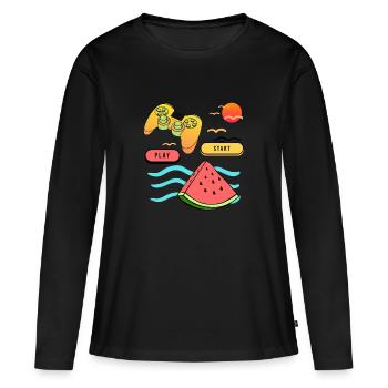 SUMMER GAMER JEU VIDÉO ESPORTS - T-shirt manches longues Premium bio Femme - noir - Devant - Julia (174cm)