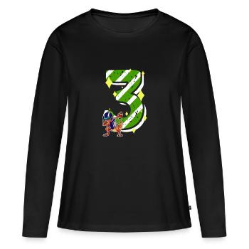 3 ans Dino American Football 3ème B-day Dab - T-shirt manches longues Premium bio Femme - noir - Devant - Julia (174cm)
