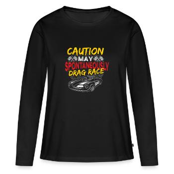 Course Drôle de prudence peut spontanément draguer la course R - T-shirt manches longues Premium bio Femme - noir - Devant - Julia (174cm)