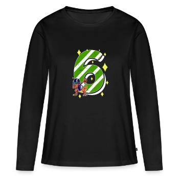 6 ans Dino American Football 6ème B-day Dab - T-shirt manches longues Premium bio Femme - noir - Devant - Julia (174cm)
