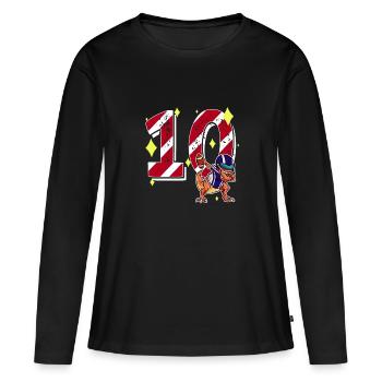 10 ans Dinosaure Football Américain 10ème B-day - T-shirt manches longues Premium bio Femme - noir - Devant - Julia (174cm)