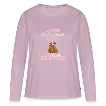 Never Underestimate A Girl Who Loves Sloths Cute S - Frauen Premium Bio Langarmshirt - Altrosa - Vorne - Julia (174cm)
