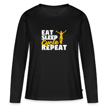 Eat Sleep Cycle Repeat Funny Fahrrad Radfahrer Rad - Frauen Premium Bio Langarmshirt - Schwarz - Vorne - Julia (174cm)