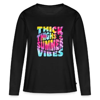 Été - T-shirt manches longues Premium bio Femme - noir - Devant - Julia (174cm)