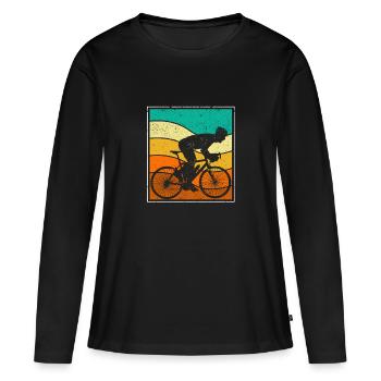 Vélo de route Vélo de route Vélo de route Vintage Cyclisme Biker - T-shirt manches longues Premium bio Femme - noir - Devant - Julia (174cm)