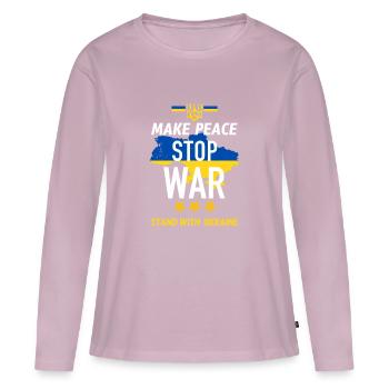 Make peace Stop War - Women's Premium Organic Long Sleeve Shirt - dusky pink - Front - Julia (174cm)