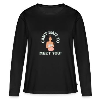 J’ai hâte de vous rencontrer - T-shirt manches longues Premium bio Femme - noir - Devant - Julia (174cm)