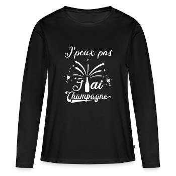 Femme humour Alcool jpeux pas j'ai - T-shirt manches longues Premium bio Femme - noir - Devant - Julia (174cm)