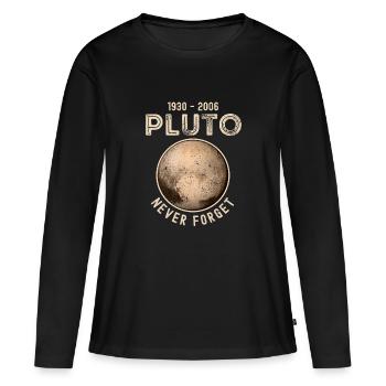 Pluton 1930-2006 n’oublie jamais - T-shirt manches longues Premium bio Femme - noir - Devant - Julia (174cm)