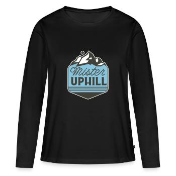 mister uphill - Frauen Premium Bio Langarmshirt - Schwarz - Vorne - Julia (174cm)