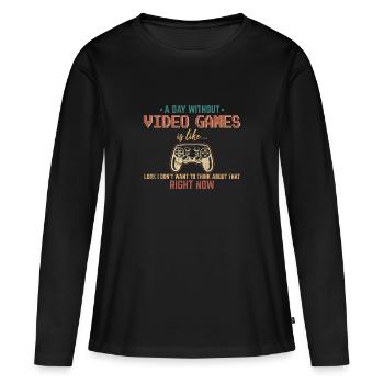 Une journée sans jeux vidéo Funny Gamer Funny Video - T-shirt manches longues Premium bio Femme - noir - Devant - Julia (174cm)