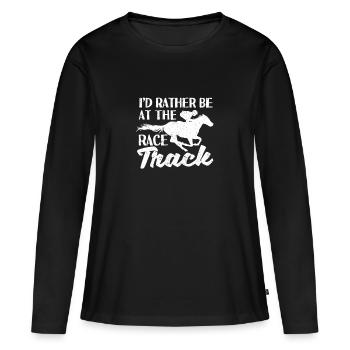 Drôle de derby de courses de chevaux je préférerais être à la course - T-shirt manches longues Premium bio Femme - noir - Devant - Julia (174cm)