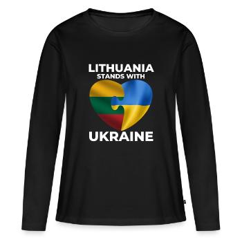 La Lituanie soutient l’Ukraine - T-shirt manches longues Premium bio Femme - noir - Devant - Julia (174cm)