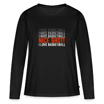 Je déteste le basket-ball J’aime le basket-ball Drôle basketba - T-shirt manches longues Premium bio Femme - noir - Devant - Julia (174cm)