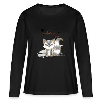 Süß lieber modischer Herbst -Füchse warten auf 2022 - Frauen Premium Bio Langarmshirt - Schwarz - Vorne - Julia (174cm)