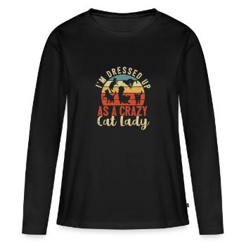 Je suis habillée comme une dame de chat folle Drôle - T-shirt manches longues Premium bio Femme - noir - Devant - Julia (174cm)