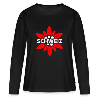 Gentiane suisse - T-shirt manches longues Premium bio Femme - noir - Devant - Julia (174cm)