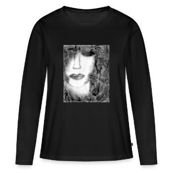 Woman with closed eyes ( black and white ) - T-shirt manches longues Premium bio Femme - noir - Devant - Julia (174cm)