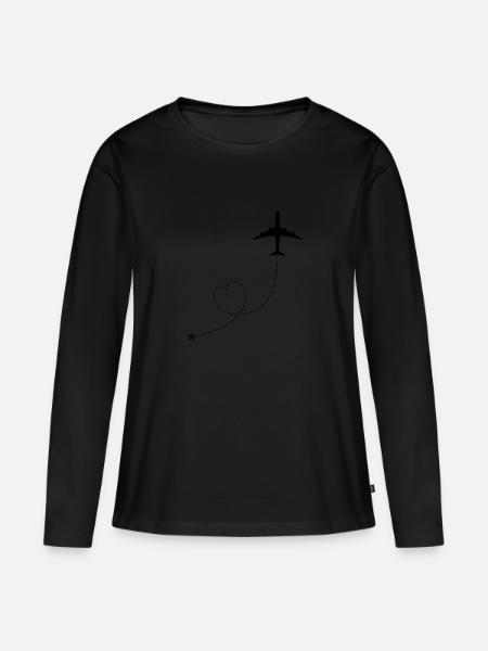 Flugzeug Symbol - Frauen Premium Bio Langarmshirt - Schwarz