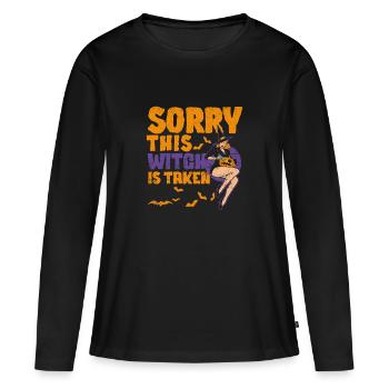 Sorry This Witch Is Taken Funny Halloween Witches - Frauen Premium Bio Langarmshirt - Schwarz - Vorne - Julia (174cm)