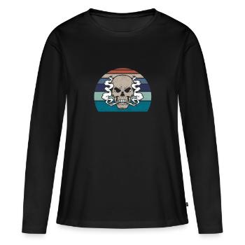 Fumer Skeleton Joint Funny Grass Weed Cannabis - T-shirt manches longues Premium bio Femme - noir - Devant - Julia (174cm)