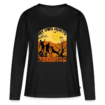 Joyeux Halloween Horror Monster Haunted Horror Scare - T-shirt manches longues Premium bio Femme - noir - Devant - Julia (174cm)