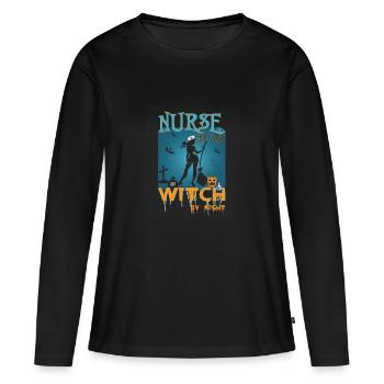 Happy Halloween Grusel Monster Spuk Horror Schreck - Frauen Premium Bio Langarmshirt - Schwarz - Vorne - Julia (174cm)