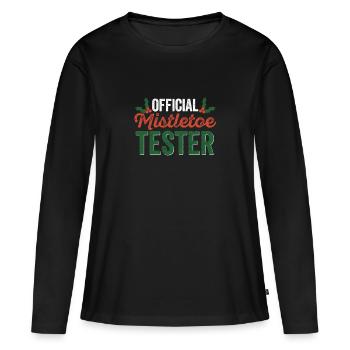 Testeur officiel de gui Drôle de Noël - T-shirt manches longues Premium bio Femme - noir - Devant - Julia (174cm)