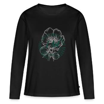Powerful - Women's Premium Organic Long Sleeve Shirt - black - Front - Julia (174cm)