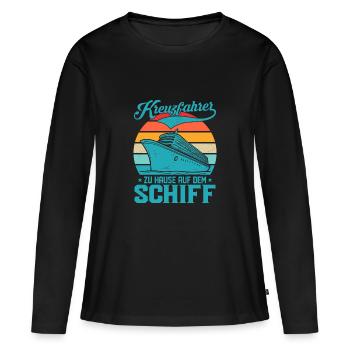 Kreuzfahrer zu Hause auf dem Schiff Kreuzfahrt Ur - Frauen Premium Bio Langarmshirt - Schwarz - Vorne - Julia (174cm)