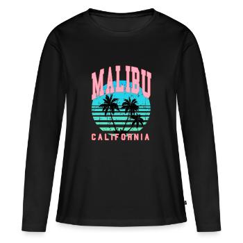 palmiers malibu Californie - T-shirt manches longues Premium bio Femme - noir - Devant - Julia (174cm)