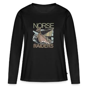 Norse Raiders Nordic Robbers Vikings Norvège - T-shirt manches longues Premium bio Femme - noir - Devant - Julia (174cm)