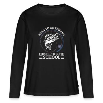 Fischer Fischen Angeln Angel Angler Fische Fisch - Frauen Premium Bio Langarmshirt - Schwarz - Vorne - Julia (174cm)