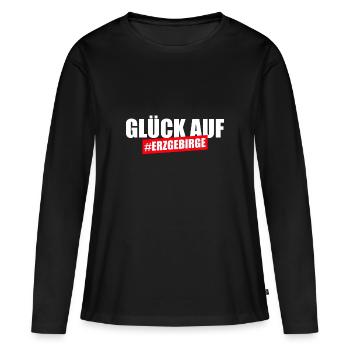 Glück auf Erzgebirge - Frauen Premium Bio Langarmshirt - Schwarz - Vorne - Julia (174cm)