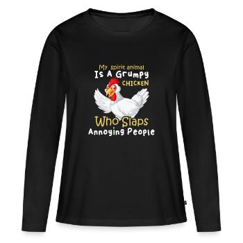 Animal Poulet Poulet Poulet Coq - T-shirt manches longues Premium bio Femme - noir - Devant - Julia (174cm)