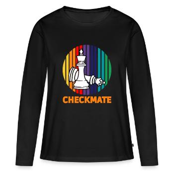 T-shirt échecs et mat - T-shirt manches longues Premium bio Femme - noir - Devant - Julia (174cm)