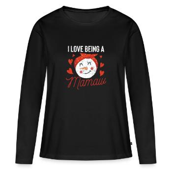 J'aime être une maman bonhomme de neige - T-shirt manches longues Premium bio Femme - noir - Devant - Julia (174cm)
