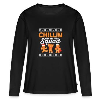 Chillin avec mon para Squad Gingerbread Man Noël - T-shirt manches longues Premium bio Femme - noir - Devant - Julia (174cm)