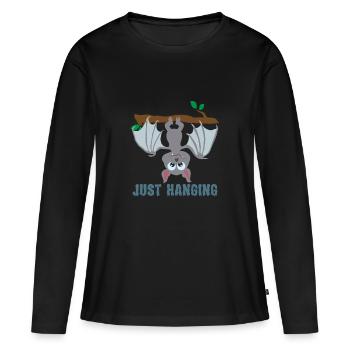 Halloween Niedliche Fledermaus hängt ab Tierchen - Frauen Premium Bio Langarmshirt - Schwarz - Vorne - Julia (174cm)