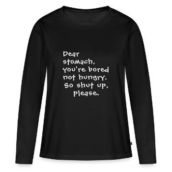 Cher estomac - T-shirt manches longues Premium bio Femme - noir - Devant - Julia (174cm)