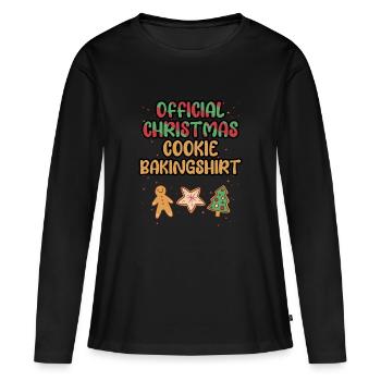 Biscuits de Noël Biscuits Plaque de cuisson - T-shirt manches longues Premium bio Femme - noir - Devant - Julia (174cm)
